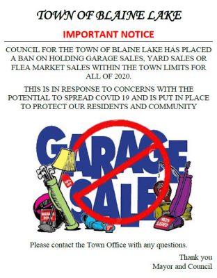 Garage Sale Ban 2020 – Blaine Lake, Saskatchewan